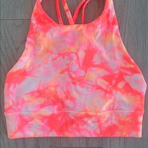 Lululemon Energy Bra Sports Bra High Neck Size 6 Yellow Coral White Size 6